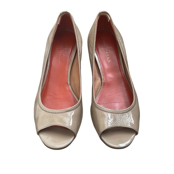 Cole Haan x Nike Air Talia Cove Patent Leather Peep Toe Wedge size 7 Heel Mature - Picture 1 of 11